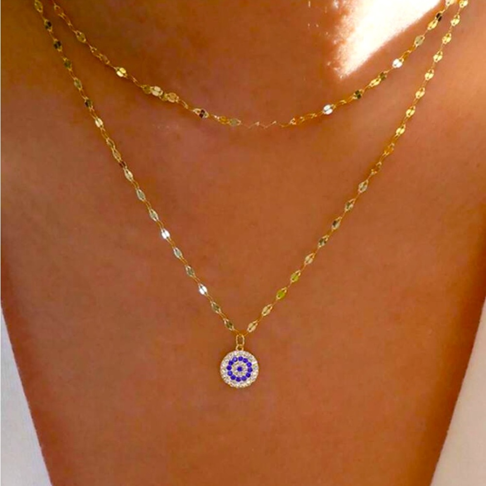 Layered Evil Eye Necklace, Bohemian Necklace